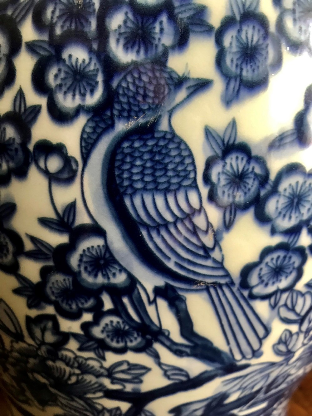 Large Qing Dynasty Chinese blue and white porcelain jar. View VI