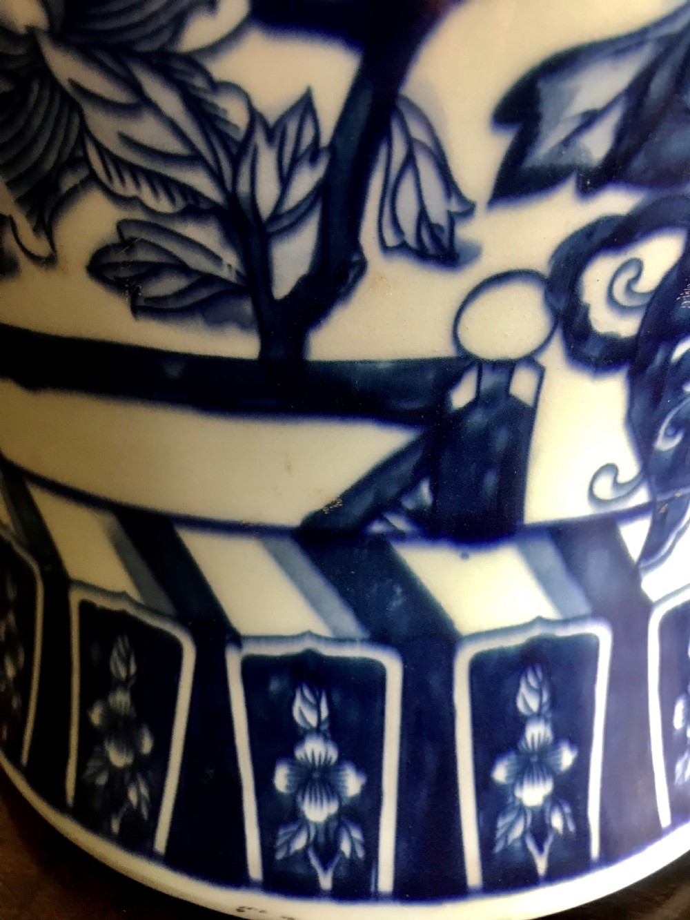 Large Qing Dynasty Chinese blue and white porcelain jar. View VII