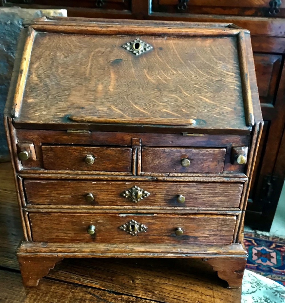 Miniature oak bureau, 18th century. View II