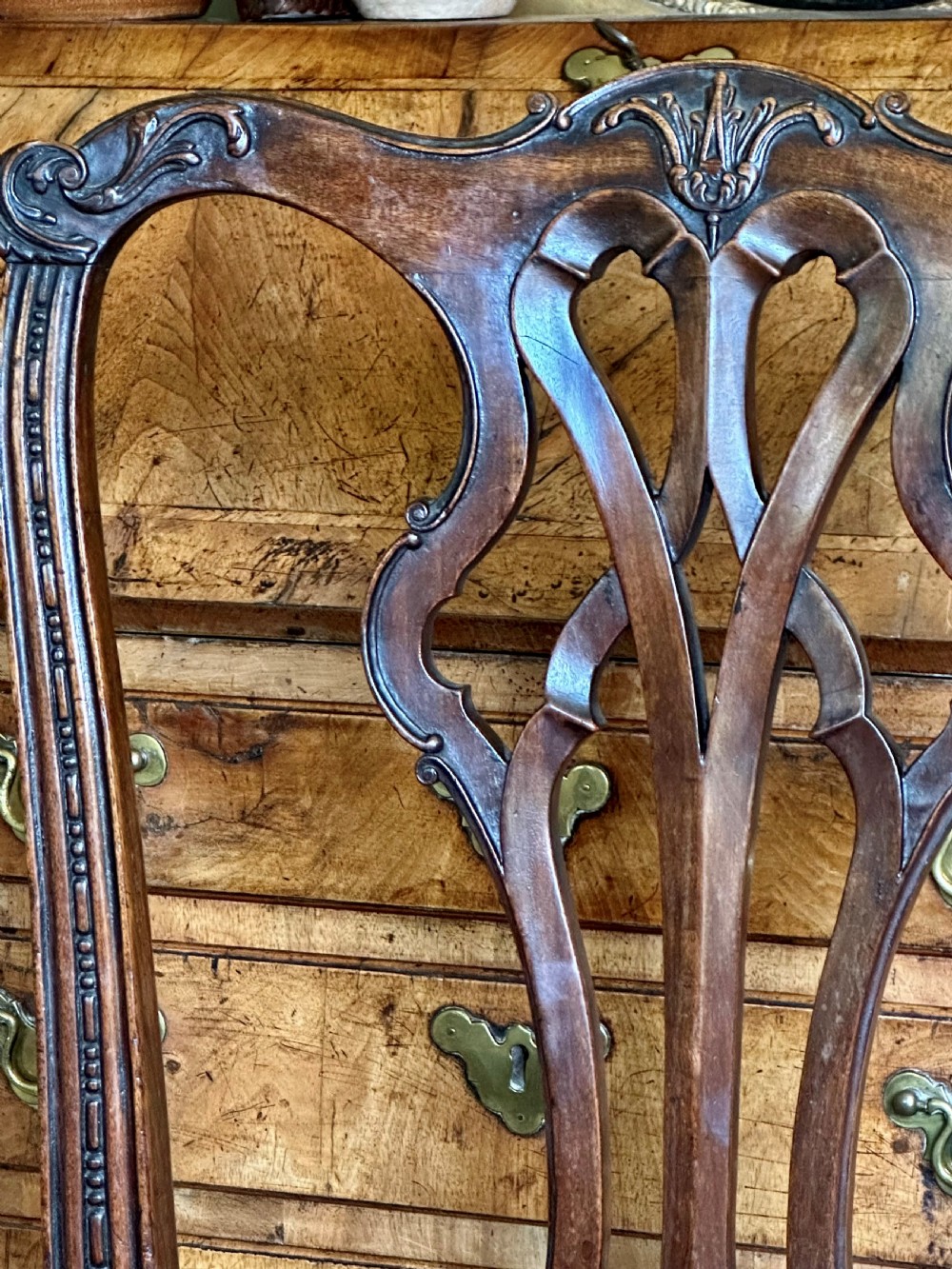 Fine pair of 18th century provincial Chippendale chairs in mahogany. View III