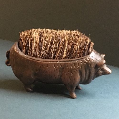 Naively Charming Victorian Large Bronze Pen Wipe from 'Dinant' in the form of a Pig