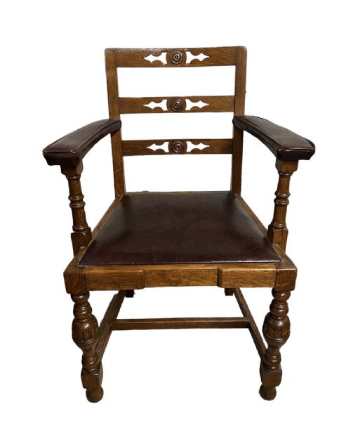 Deco period  Barristers Oak chair / office carver chair.