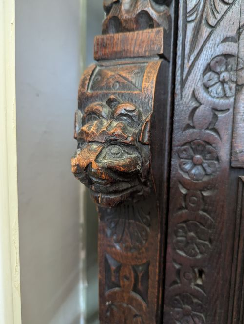FLEMISH MECHELEN RENAISSANCE LION HEAD CUPBOARD CIRCA 1860 - ADDITIONAL PHOTO 7