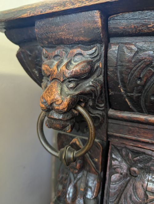 FLEMISH MECHELEN RENAISSANCE LION HEAD CUPBOARD CIRCA 1860 - ADDITIONAL PHOTO 8