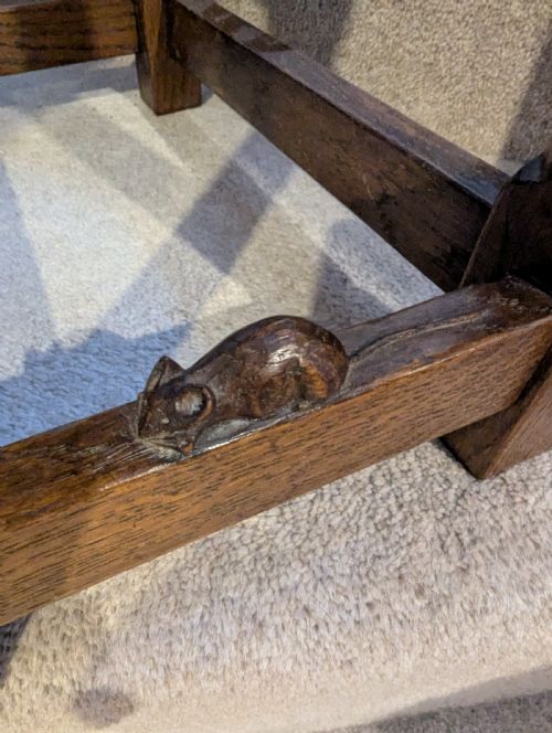 ROBERT MOUSEY THOMPSON SIDE TABLE MOUSEMAN OF KILBURN CIRCA 1920 - ADDITIONAL PHOTO 12