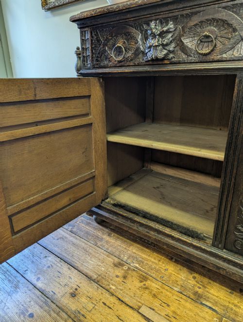 19TH CENTURY JACOBEAN REVIVAL GREENMAN OAK DRESSER - ADDITIONAL PHOTO 3