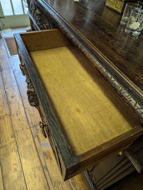 19TH CENTURY JACOBEAN REVIVAL GREENMAN OAK DRESSER - ADDITIONAL PHOTO 5