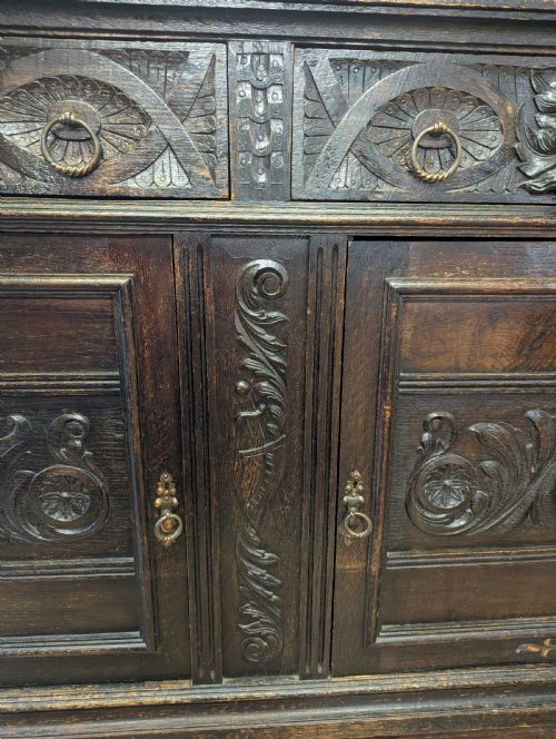 19TH CENTURY JACOBEAN REVIVAL GREENMAN OAK DRESSER - ADDITIONAL PHOTO 14