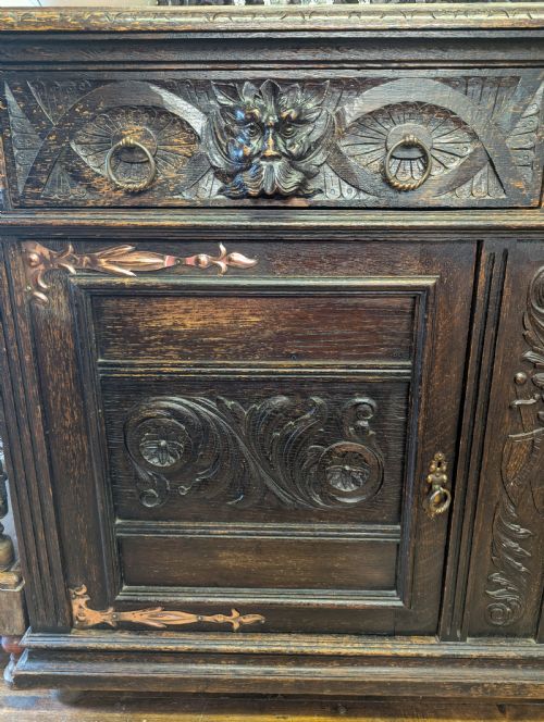 19TH CENTURY JACOBEAN REVIVAL GREENMAN OAK DRESSER - ADDITIONAL PHOTO 15