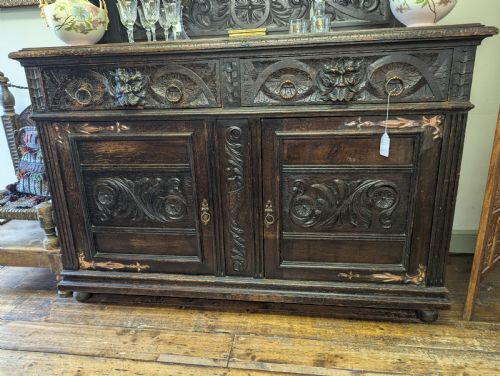 19TH CENTURY JACOBEAN REVIVAL GREENMAN OAK DRESSER - ADDITIONAL PHOTO 16