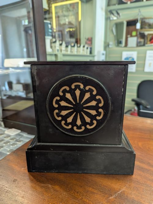 19TH CENTURY MARBLE MANTLE CLOCK WITH 8 DAY MOVEMENT - ADDITIONAL PHOTO 9