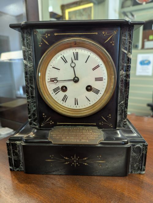 19TH CENTURY MARBLE MANTLE CLOCK WITH 8 DAY MOVEMENT - ADDITIONAL PHOTO 11