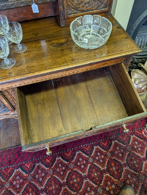 18TH CENTURY ORNATELY CARVED JACOBEAN OAK DRESSER - ADDITIONAL PHOTO 15