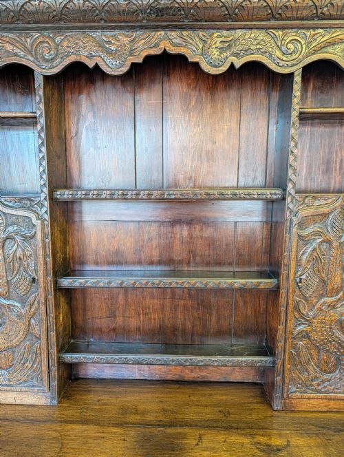 18TH CENTURY ORNATELY CARVED JACOBEAN OAK DRESSER - ADDITIONAL PHOTO 22
