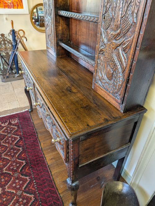 18TH CENTURY ORNATELY CARVED JACOBEAN OAK DRESSER - ADDITIONAL PHOTO 23