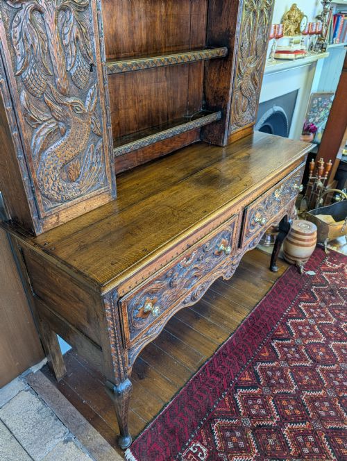 18TH CENTURY ORNATELY CARVED JACOBEAN OAK DRESSER - ADDITIONAL PHOTO 24