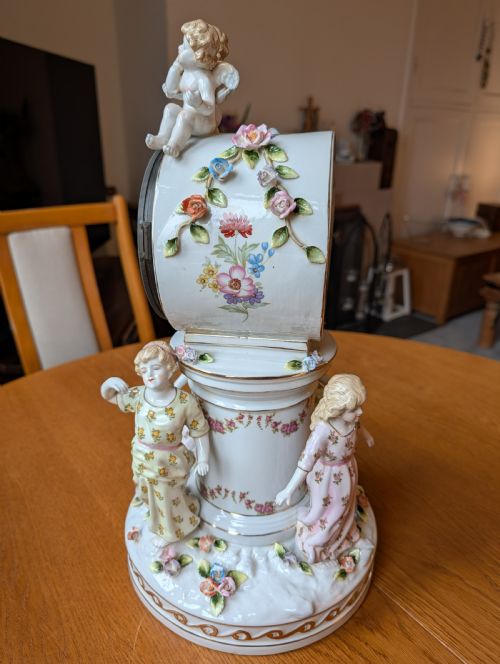 EARLY 20TH CENTURY MEISSEN DRESDEN MANTLE CLOCK SWISS MOVEMENT PERFECT CONDITION - ADDITIONAL PHOTO 1