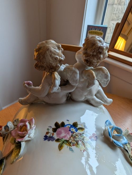 EARLY 20TH CENTURY MEISSEN DRESDEN MANTLE CLOCK SWISS MOVEMENT PERFECT CONDITION - ADDITIONAL PHOTO 11