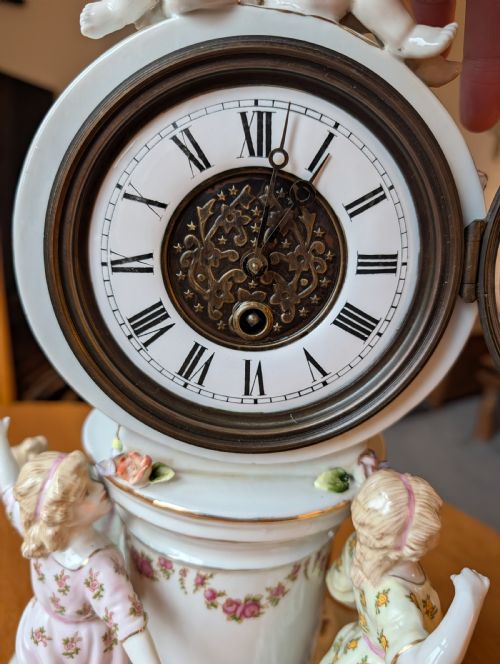 EARLY 20TH CENTURY MEISSEN DRESDEN MANTLE CLOCK SWISS MOVEMENT PERFECT CONDITION - ADDITIONAL PHOTO 13
