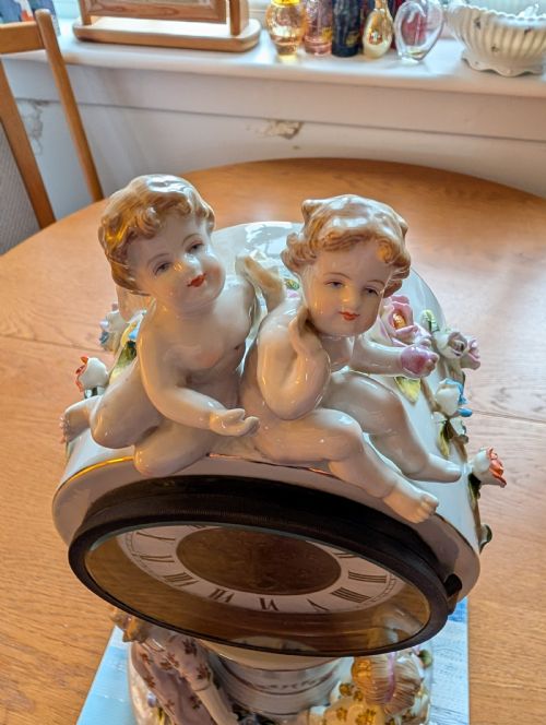 EARLY 20TH CENTURY MEISSEN DRESDEN MANTLE CLOCK SWISS MOVEMENT PERFECT CONDITION - ADDITIONAL PHOTO 15