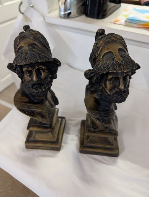 A PAIR OF 19TH CENTURY BRONZE BUSTS AJAX THE GREAT GRAND TOUR - ADDITIONAL PHOTO 1