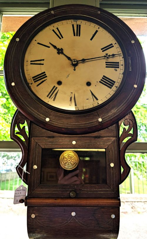 1900 connecticut usa drop dial wall clock with chime - CATEGORY: ANTIQUE CLOCKS - DATED 1900