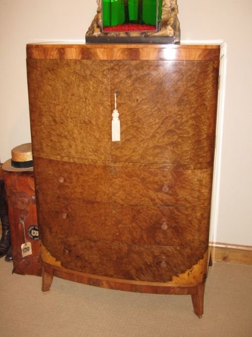 Art Deco Walnut Secretaire Cabinet