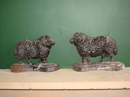 Pair of Sheep Cast Iron Hearth Ornaments