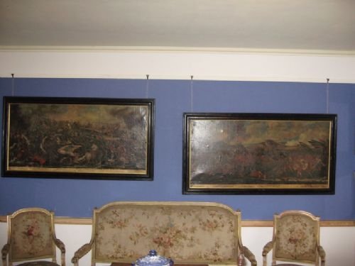 Large Battle Scenes Oil Over Print