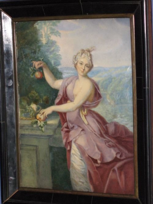Watercolour on Ivorine of Madamme De Maintenon