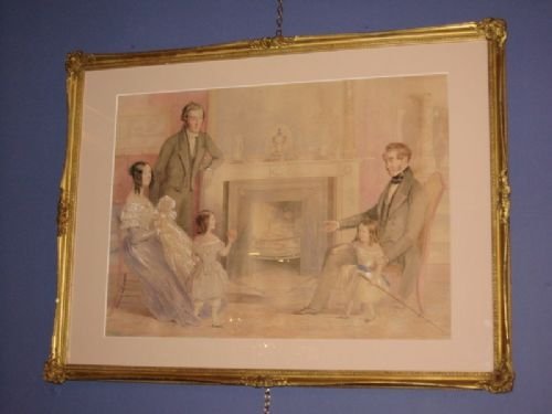 Watercolor Late Regency Family Portrait