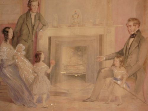 fig 1. Watercolor late regency family portrait