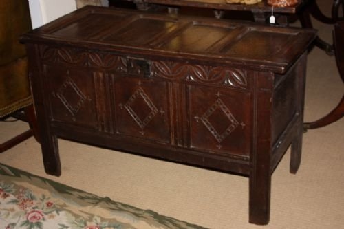 fig 1. Good seventeenth century oak coffer