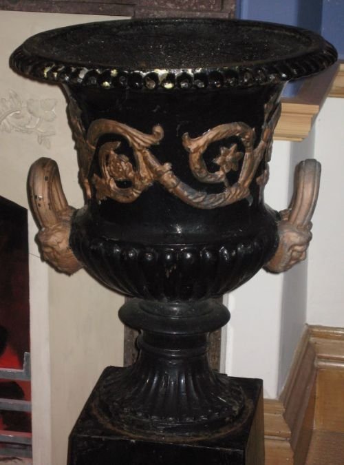 fig 2. Pair Victorian Cast Iron Urns