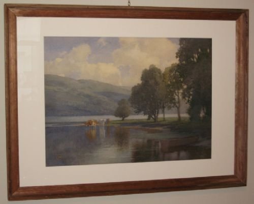 Edwardian Watercolour Loch Scene by James Cadenhead Rsa Rsw