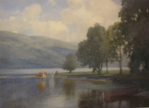 fig 1. Edwardian Watercolour Loch Scene by James Cadenhead RSA RSW