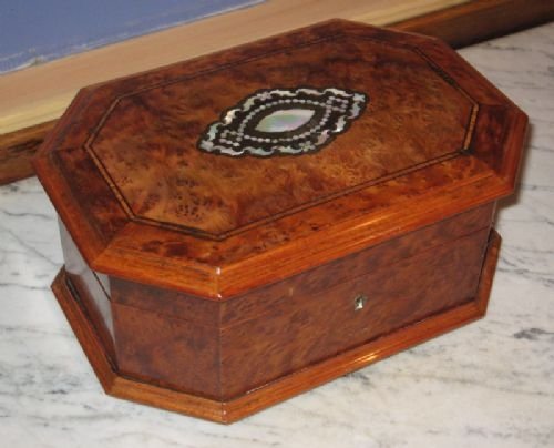 Victorian Amboyna Wood Sewing Box