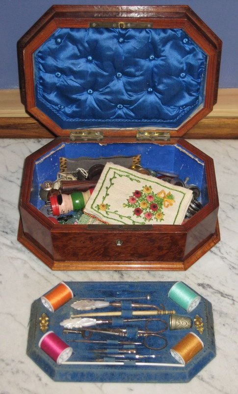 fig 2. Victorian Amboyna wood sewing box