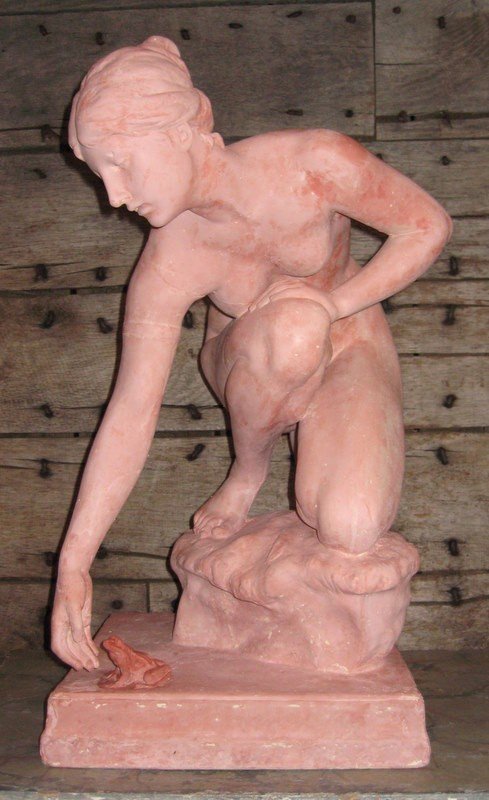 Art Nouveau Terracotta Water Nymph After Emil Cauer