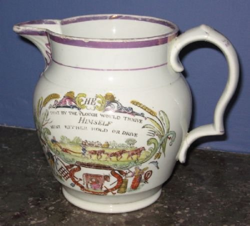 Late Georgian Farmer's Arms Lustre Jug