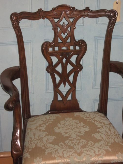 fig 2. Superb Set Of Eight Edwardian Chippendale Revival Dining Chairs