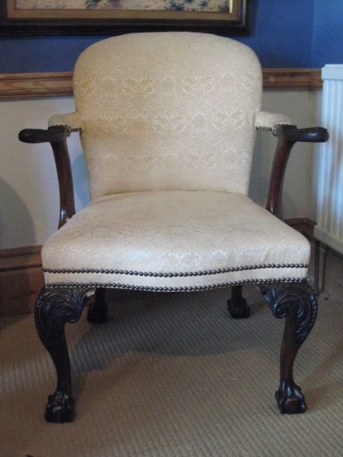 Fine Chippendale Revival Gainsborough Armchair.