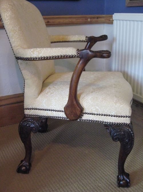 fig 1. Fine Chippendale Revival Gainsborough Armchair.