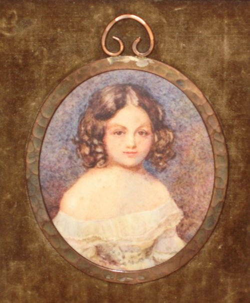 fig 1. Fine Watercolour Miniature Of A Young Girl 