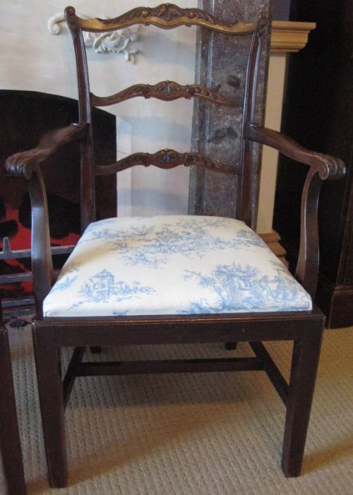 fig 1. Pair Dwarf Chippendale Style Armchairs