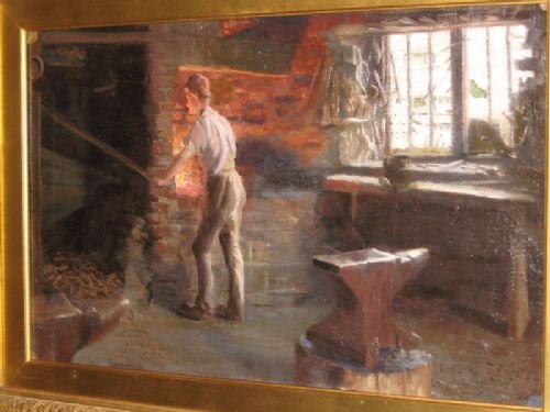 fig 1. Victorian Oil Of The Blacksmith's Forge