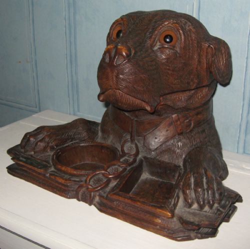 SUPERB LARGE BLACK FOREST DOG TOBACCO JAR - ADDITIONAL PHOTO 1