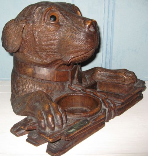 SUPERB LARGE BLACK FOREST DOG TOBACCO JAR - ADDITIONAL PHOTO 2