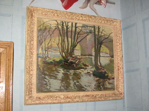 oil river scene by gladys vasey - CATEGORY: ANTIQUE ART - DATED 1940