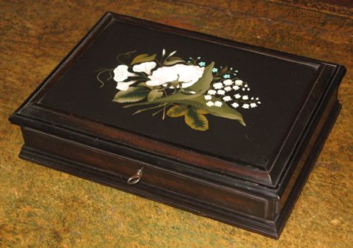 pietra dura jewellery box - CATEGORY: ANTIQUE BOXES - DATED 1860